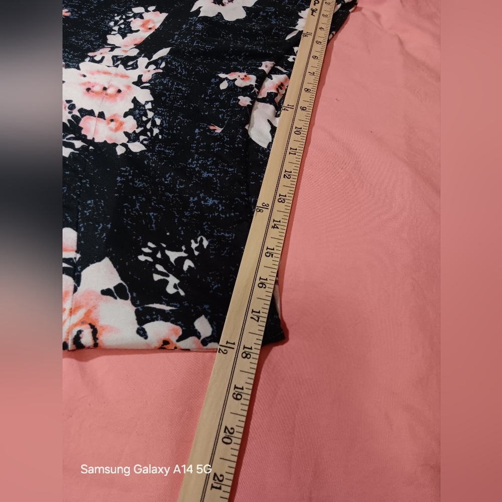 Arolina Wide Leg Floral Casual Pull On Pants XXL Black/peach - Picture 3 of 10